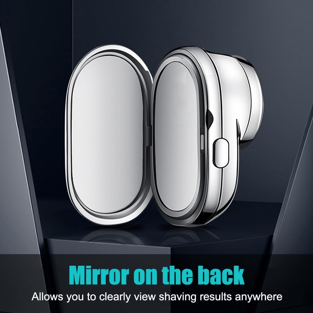 Fast Charging Digital Display Mini Shaver with Mirror | Portable USB-C Rechargeable Electric Shaver | Compact Travel Shaver for Men - Upgrade with High-Performance Blades